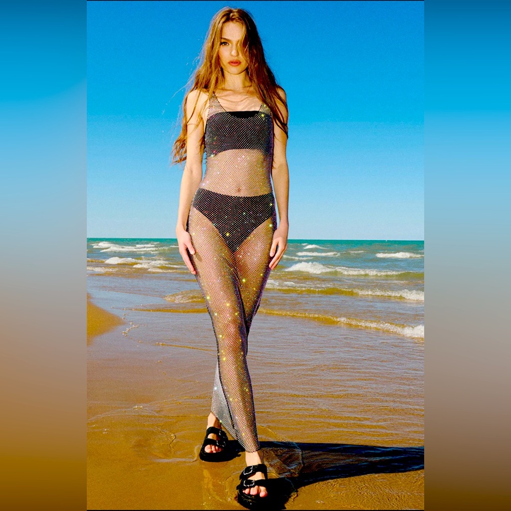 AKIRA Black Sheer Maxi Dress